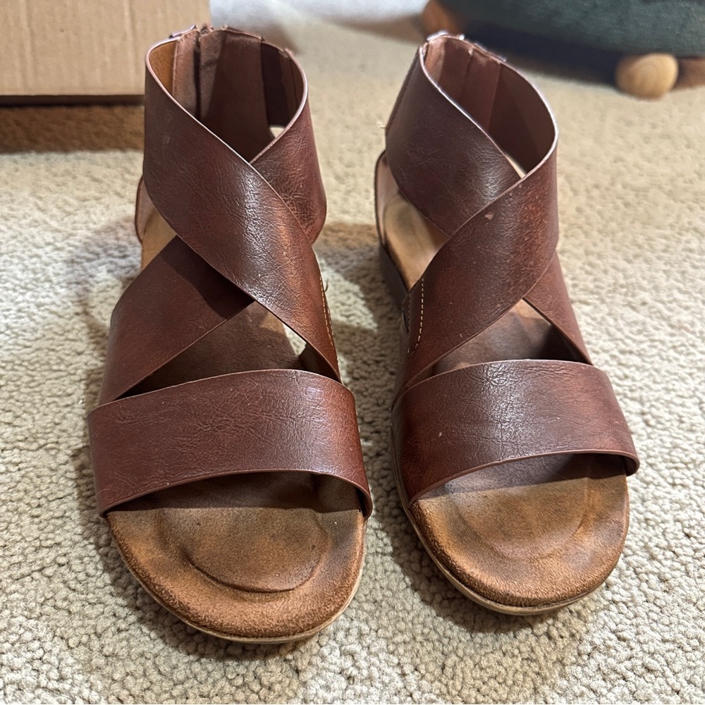 Brown Leather Strappy Sandals